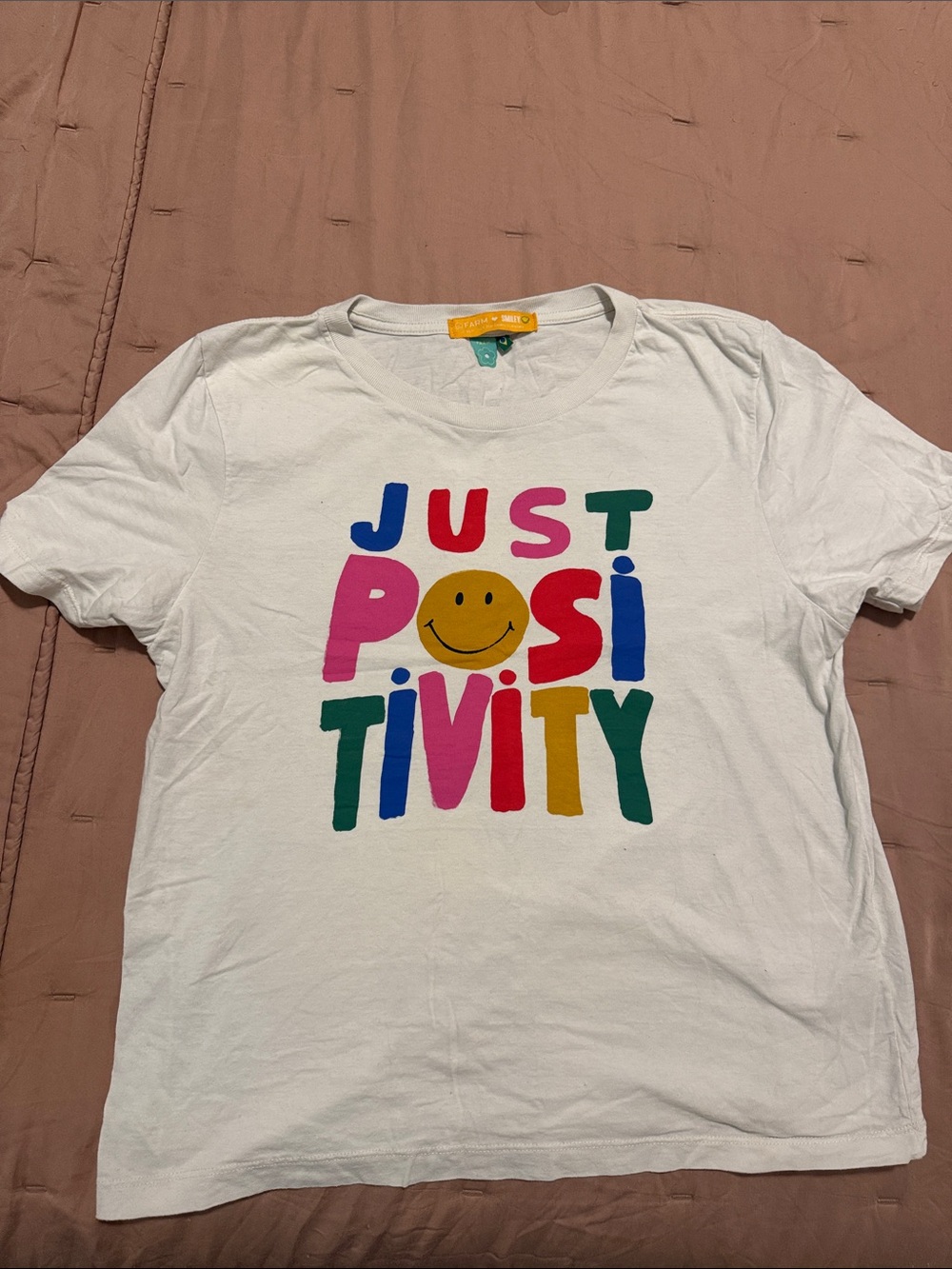 FARM White woman’s tshirt"Just Positivity" Graphic Tee